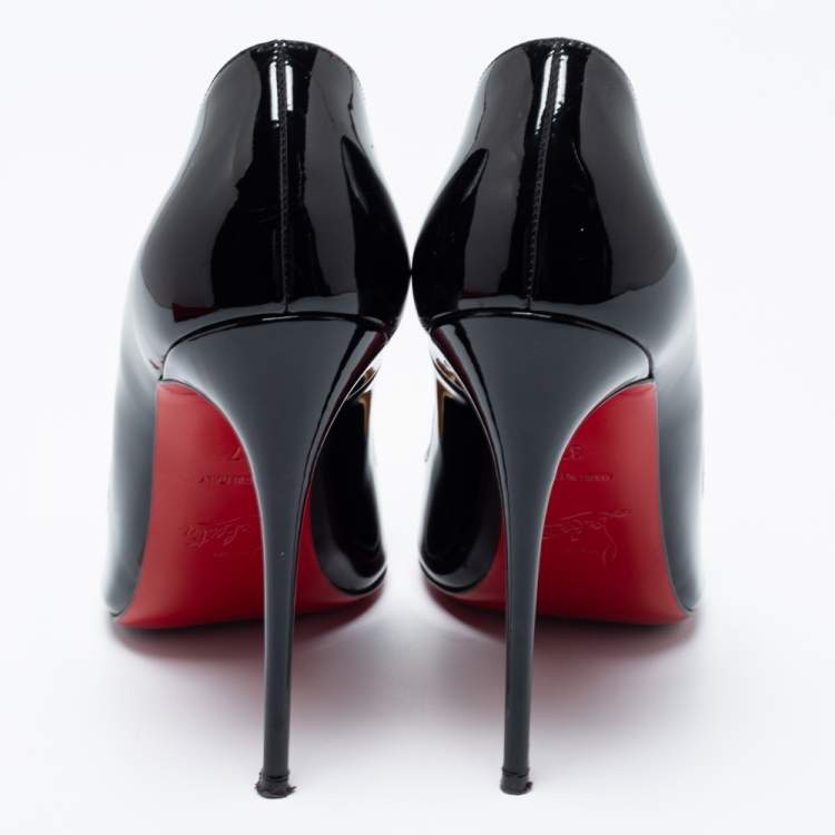 Pre Owned Christian Louboutin Black Patent Leather Kate Pumps Size 37