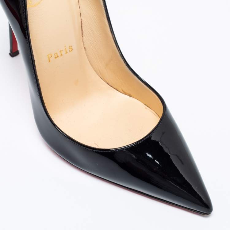 Pre Owned Christian Louboutin Black Patent Leather Kate Pumps Size 37