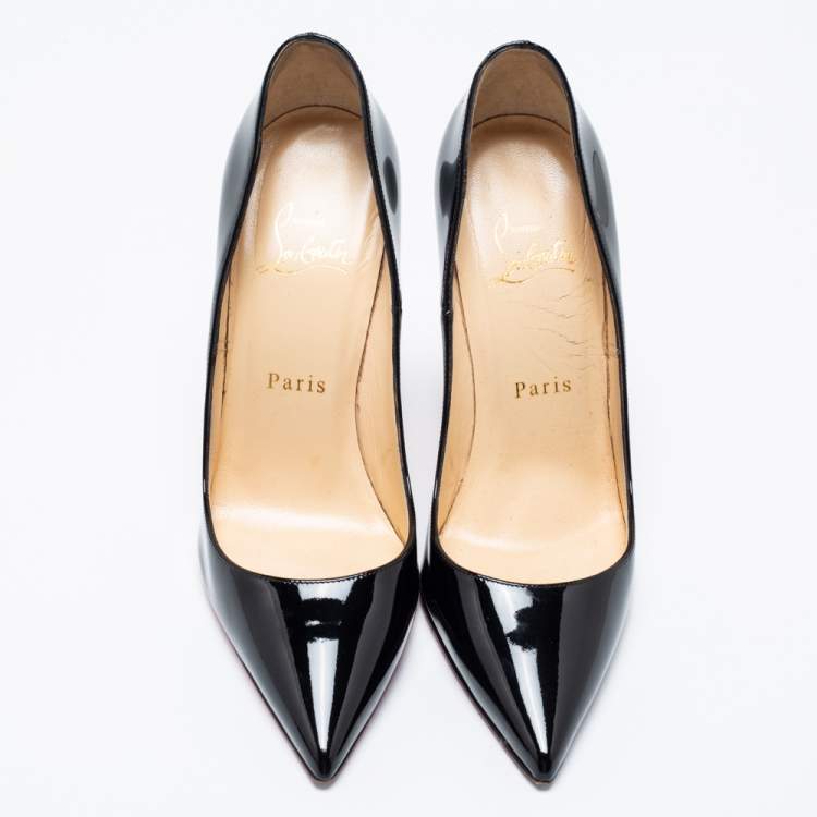 Pre Owned Christian Louboutin Black Patent Leather Kate Pumps Size 37