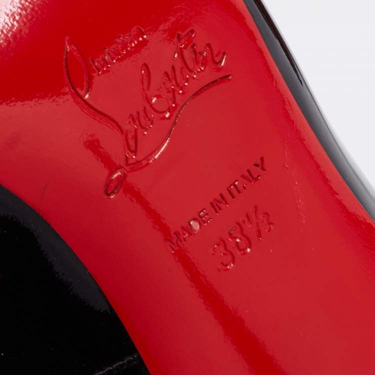 Pre Owned Christian Louboutin Black Patent Leather Kate Pumps Size 38.5
