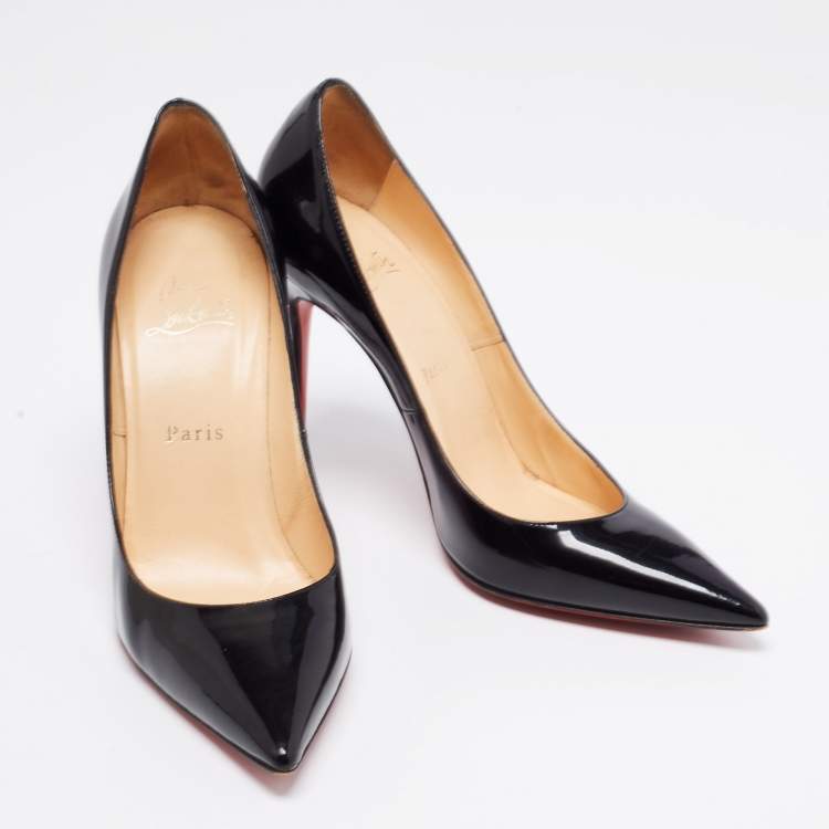 Pre Owned Christian Louboutin Black Patent Leather Kate Pumps Size 38.5