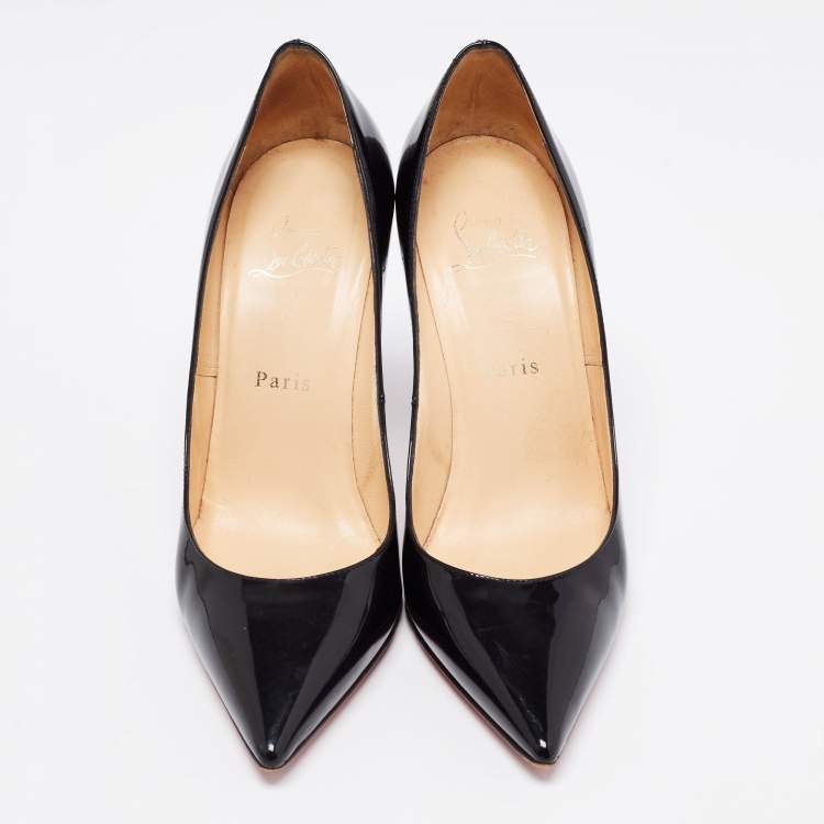 Pre Owned Christian Louboutin Black Patent Leather Kate Pumps Size 38.5
