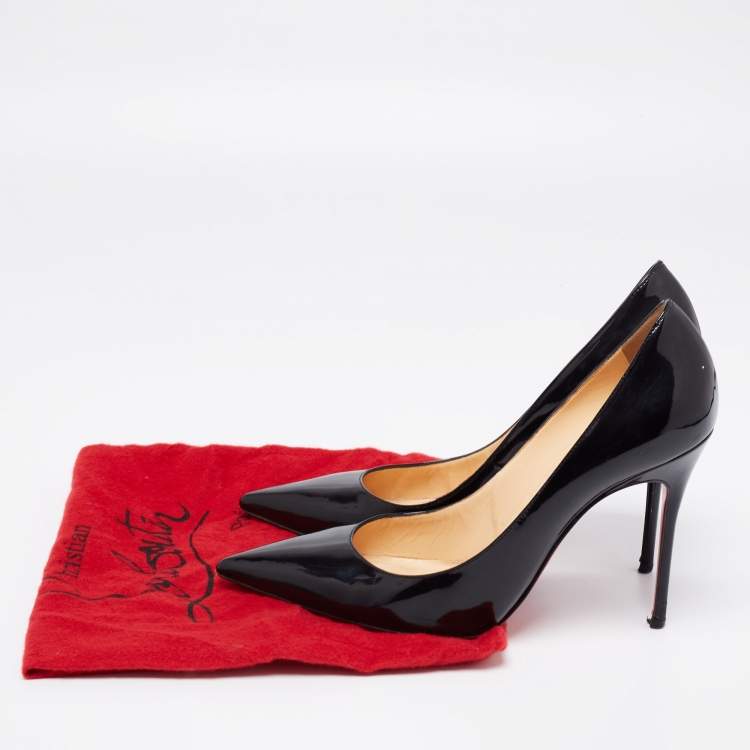 Pre Owned Christian Louboutin Black Patent Leather Kate Pumps Size 38.5