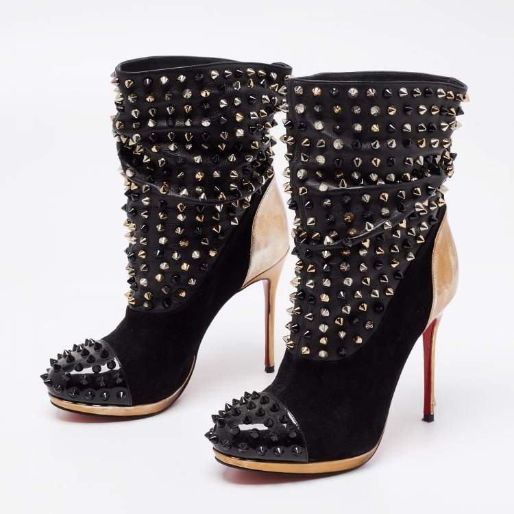 Christian Louboutin Spiked Leather Ankle Boots