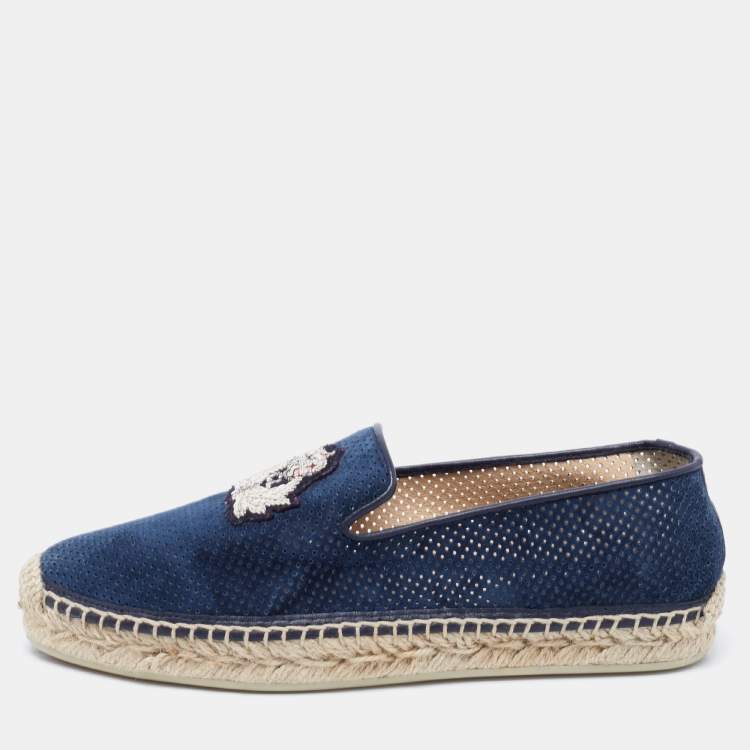Pre Owned Christian Louboutin Perforated Suede Nanou Orlato Espadrilles Flats Size 36