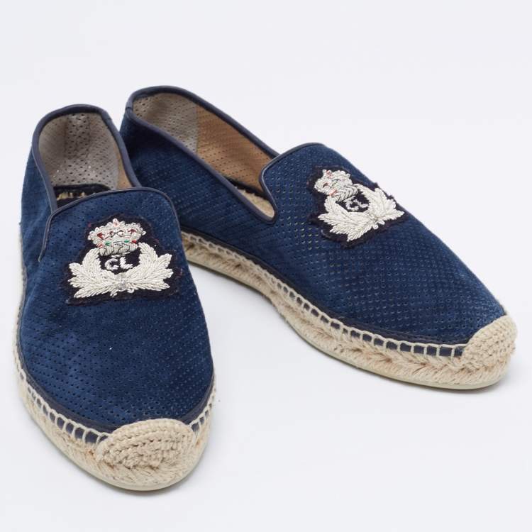 Pre Owned Christian Louboutin Perforated Suede Nanou Orlato Espadrilles Flats Size 36