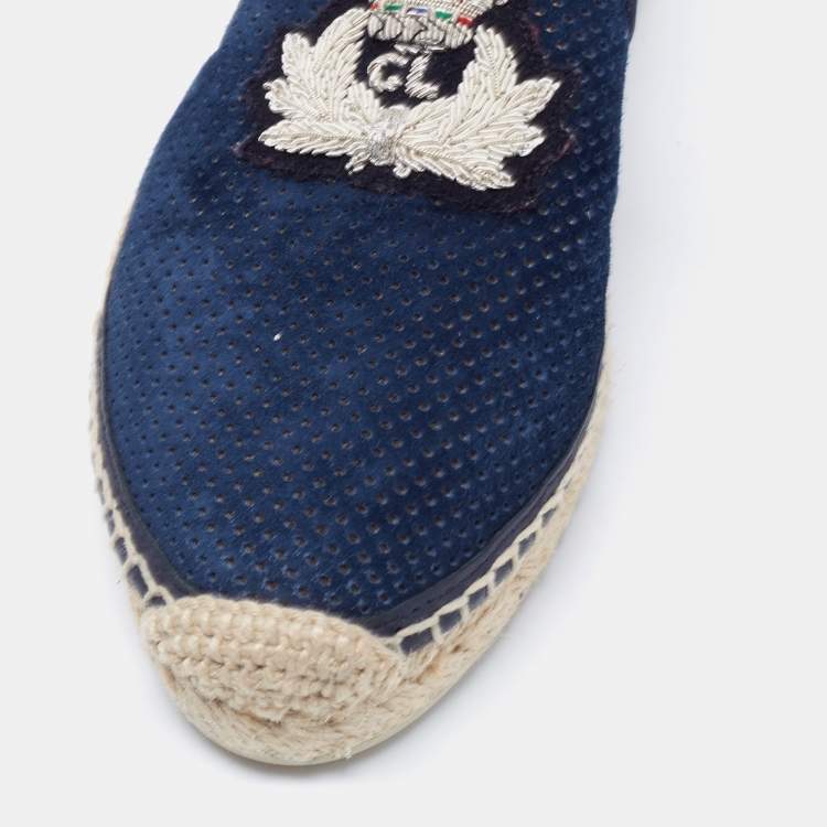 Pre Owned Christian Louboutin Perforated Suede Nanou Orlato Espadrilles Flats Size 36