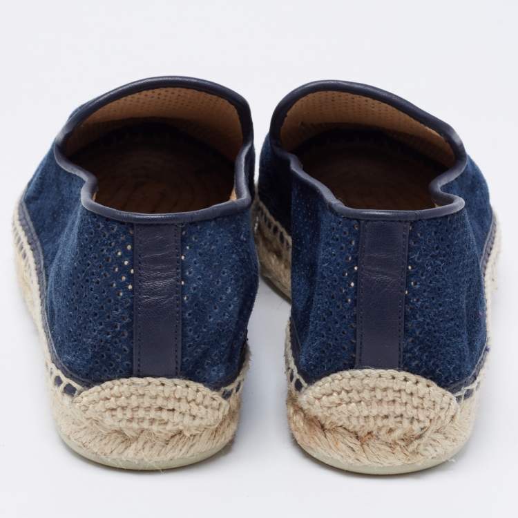 Pre Owned Christian Louboutin Perforated Suede Nanou Orlato Espadrilles Flats Size 36