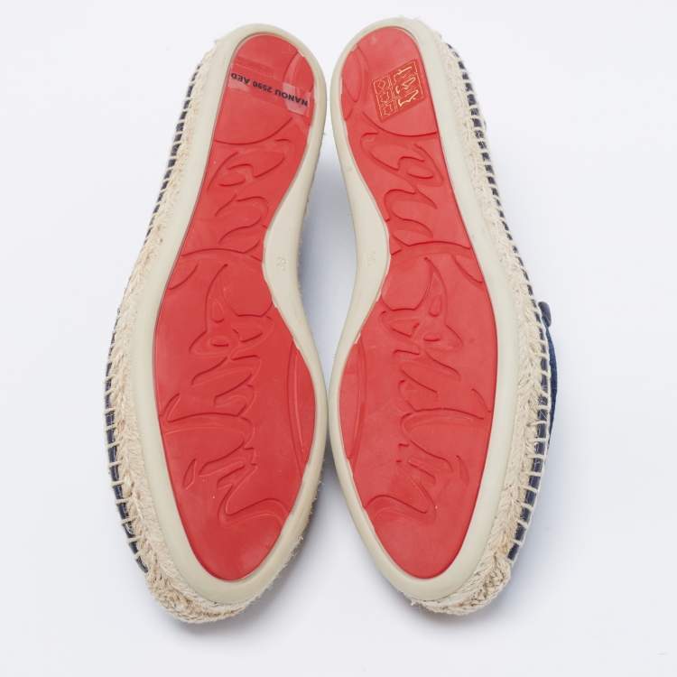 Pre Owned Christian Louboutin Perforated Suede Nanou Orlato Espadrilles Flats Size 36
