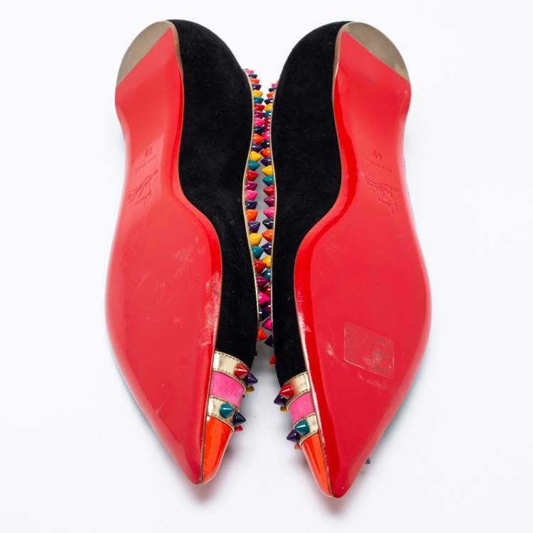 Pre Owned Christian Louboutin Black Suede Malabar Hill Flats Size 40