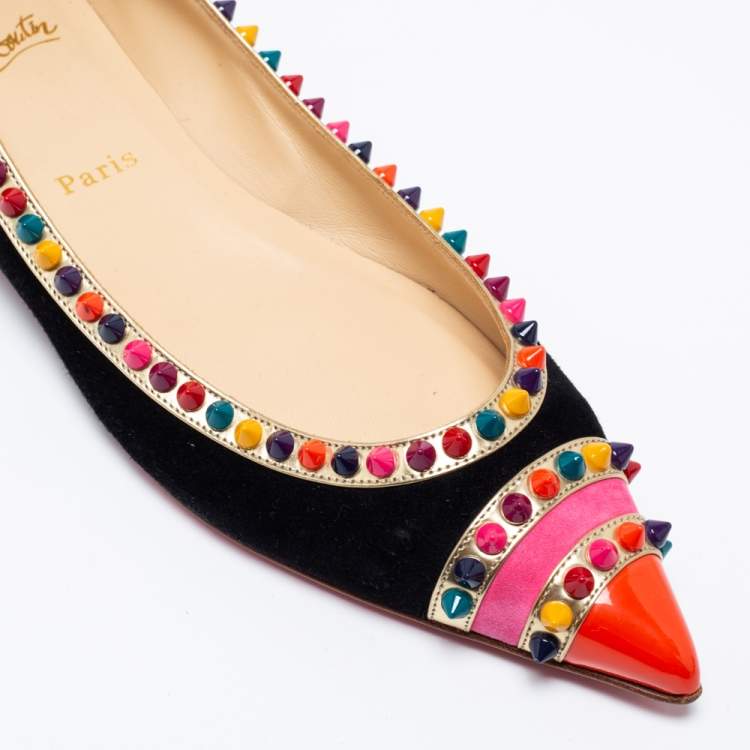 Pre Owned Christian Louboutin Black Suede Malabar Hill Flats Size 40