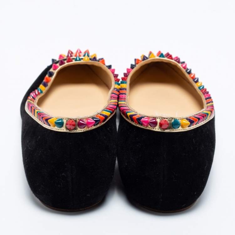 Pre Owned Christian Louboutin Black Suede Malabar Hill Flats Size 40