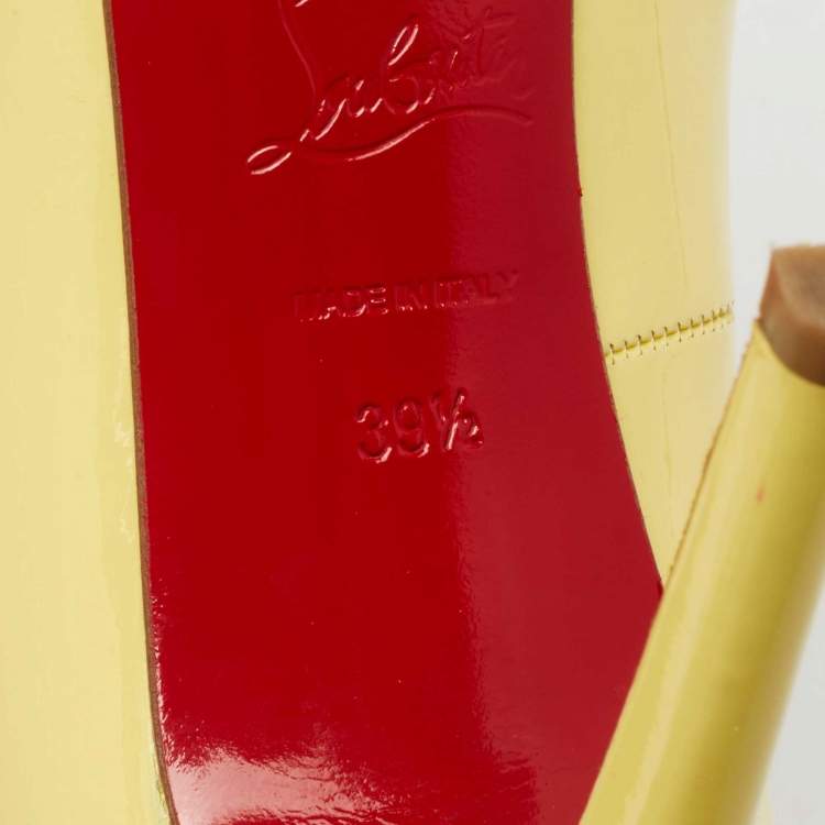 Pre Owned Christian Louboutin Light Yellow Patent Leather Pigalle Pointed Toe Pumps Size 39.5