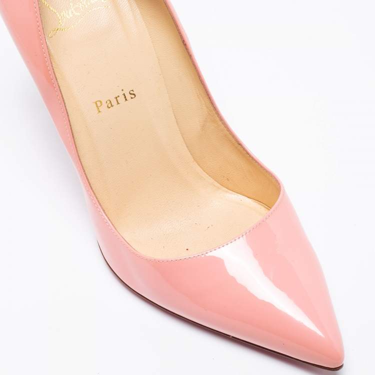 Pre Owned Christian Louboutin Light Pink Patent Leather Pigalle Pointed Toe Pumps Size 39.5