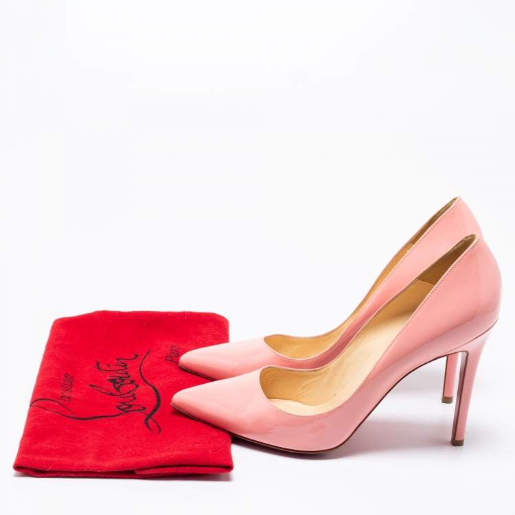 Pre Owned Christian Louboutin Light Pink Patent Leather Pigalle Pointed Toe Pumps Size 39.5