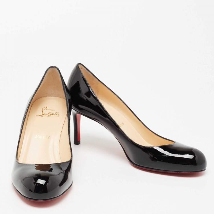 Pre Owned Christian Louboutin Black Patent Leather Simple Pumps Size 37