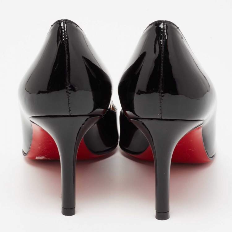 Pre Owned Christian Louboutin Black Patent Leather Simple Pumps Size 37