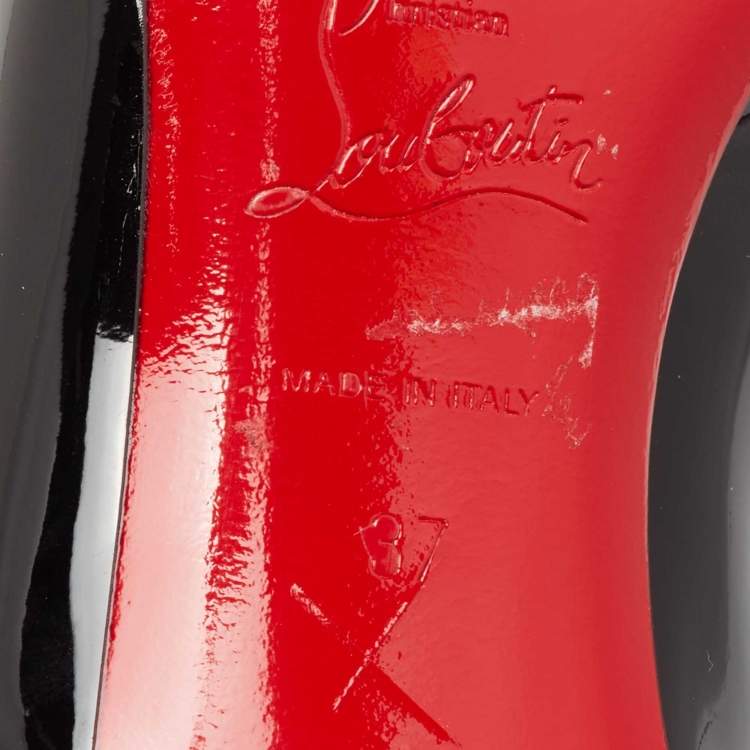 Pre Owned Christian Louboutin Black Patent Leather Simple Pumps Size 37