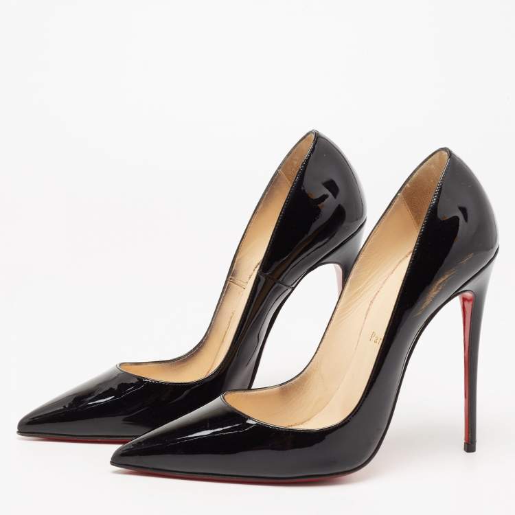 Pre Owned Christian Louboutin Black Patent Leather So Kate Pointed Toe Pumps Size 39