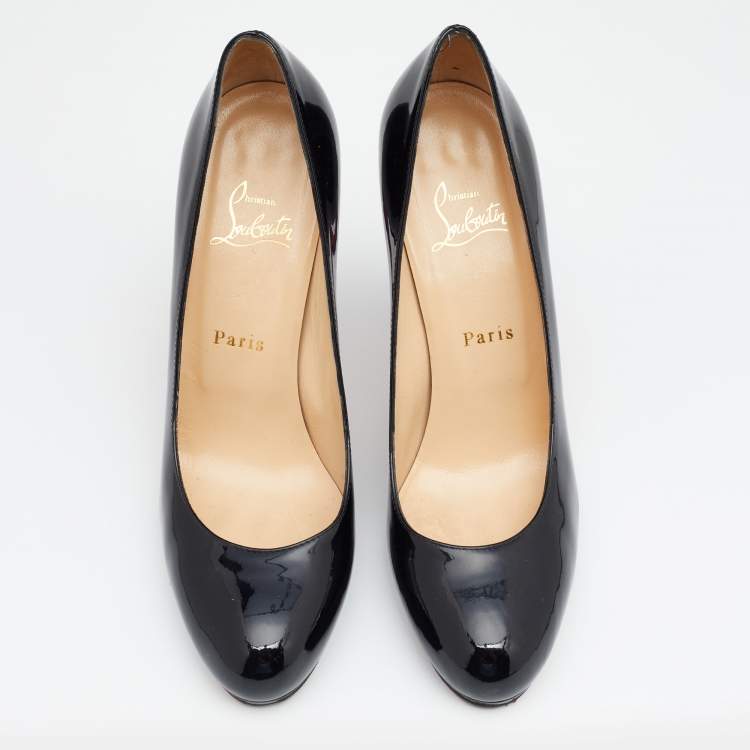 Pre Owned Christian Louboutin Black Patent Leather New Simple Pumps Size 38.5