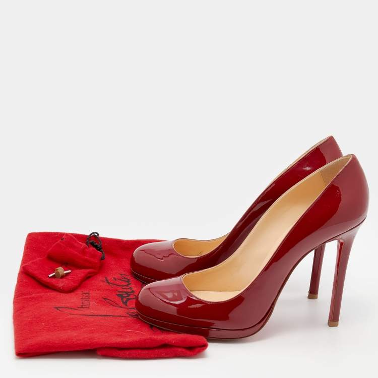 Pre Owned Christian Louboutin Burgundy Patent Leather New Simple Pumps Size 39