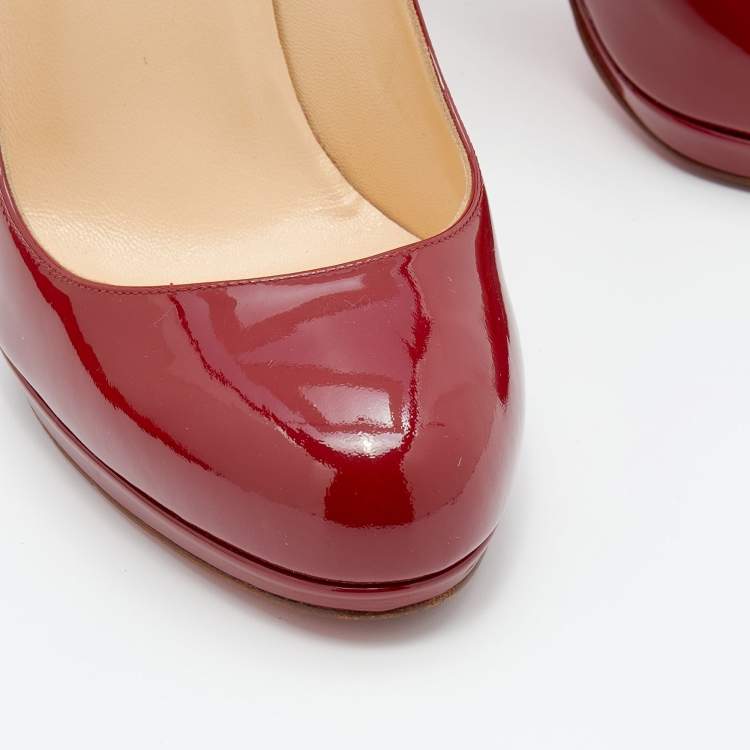 Pre Owned Christian Louboutin Burgundy Patent Leather New Simple Pumps Size 39