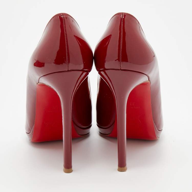 Pre Owned Christian Louboutin Burgundy Patent Leather New Simple Pumps Size 39