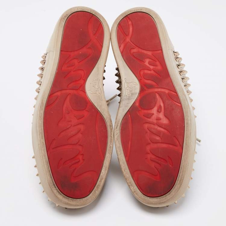 Pre Owned Christian Louboutin Grey Suede Louis Spikes High Top Sneakers Size 36.5