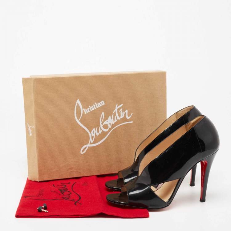 Pre Owned Christian Louboutin Black Patent Leather Creve Coeur Pumps Size 38.5