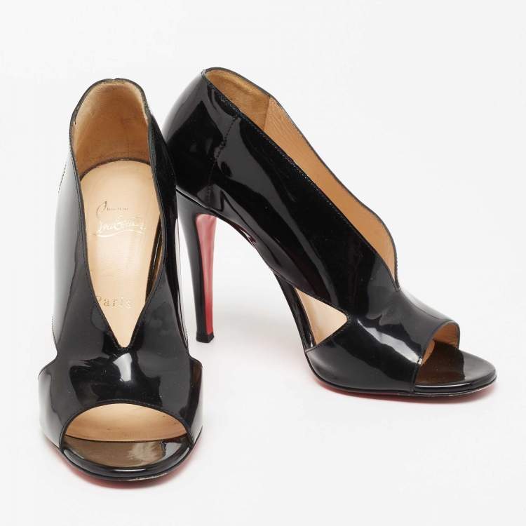 Pre Owned Christian Louboutin Black Patent Leather Creve Coeur Pumps Size 38.5