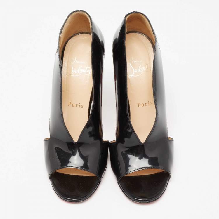 Pre Owned Christian Louboutin Black Patent Leather Creve Coeur Pumps Size 38.5