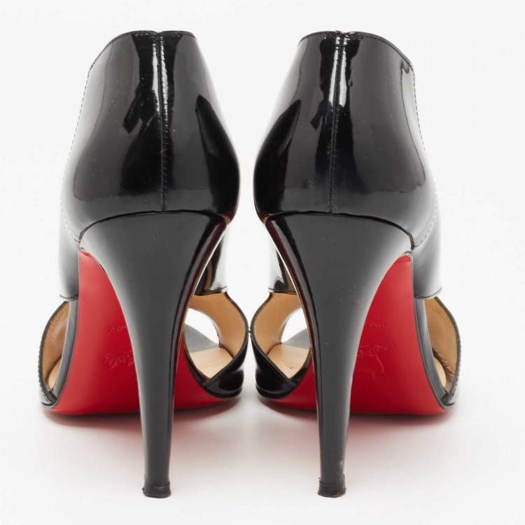 Pre Owned Christian Louboutin Black Patent Leather Creve Coeur Pumps Size 38.5