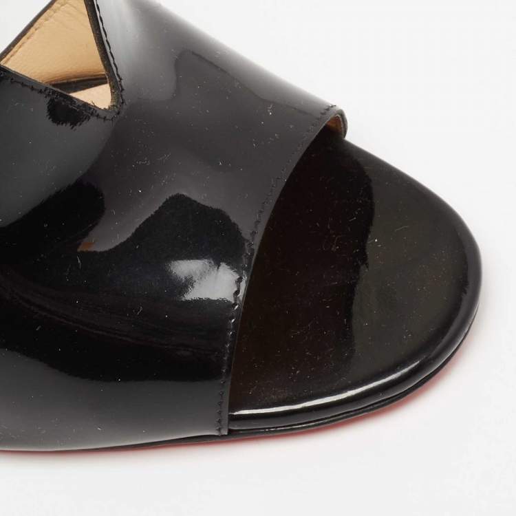 Pre Owned Christian Louboutin Black Patent Leather Creve Coeur Pumps Size 38.5