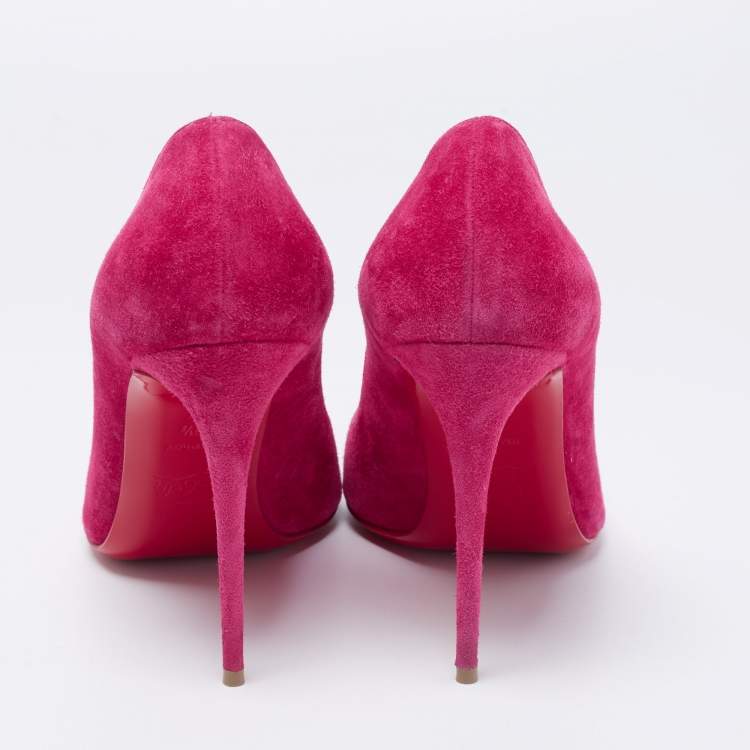 Pre Owned Christian Louboutin Pink Suede Pointed Toe Pumps Size 39.5