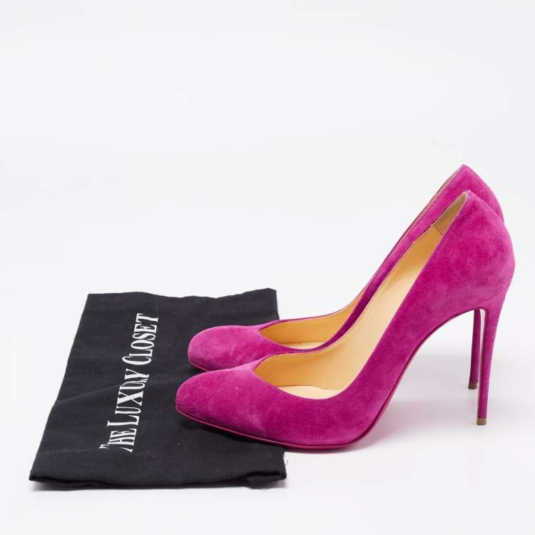 Pre Owned Christian Louboutin Pink Suede Pointed Toe Pumps Size 39.5