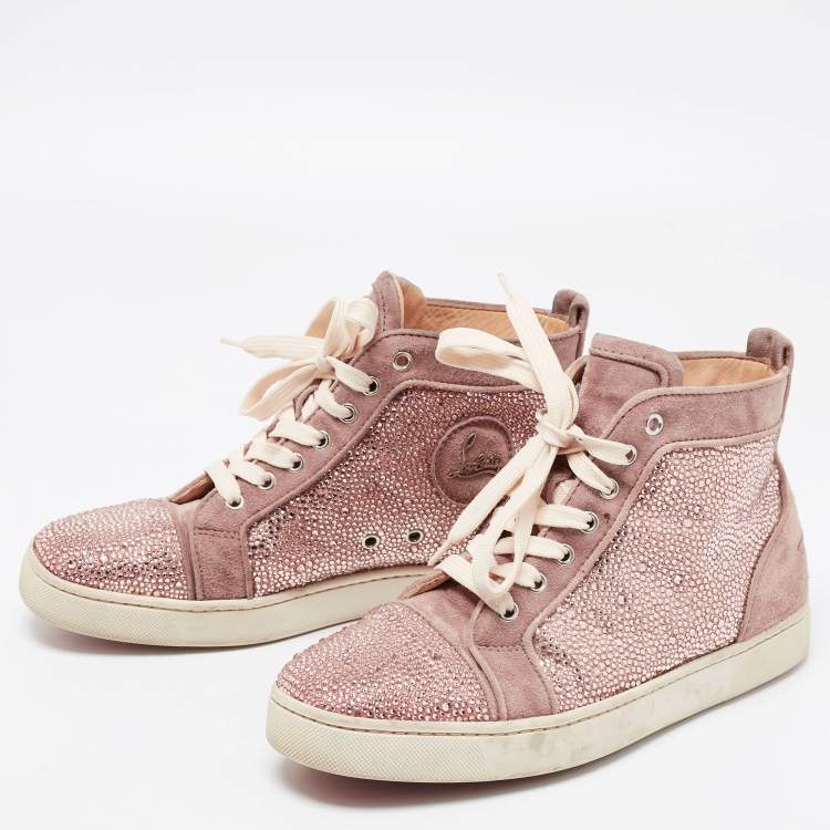 skæg Overstige forsikring Christian Louboutin Pink Suede Louis Flat Strass High-Top Sneakers Size 40 Christian  Louboutin | TLC