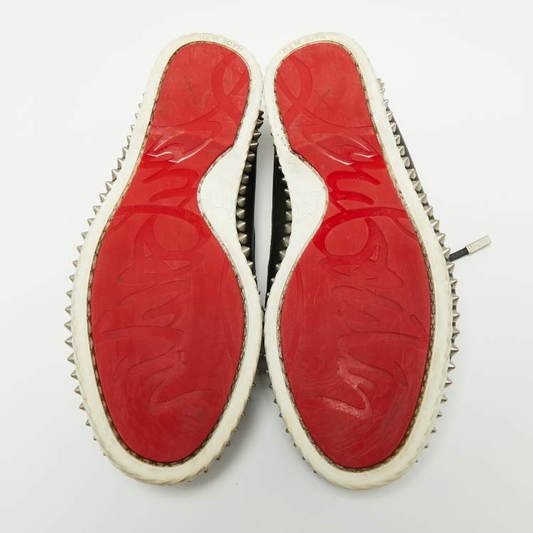 Pre Owned Christian Louboutin Black Leather Steckel Boat Loafers Size 35.5