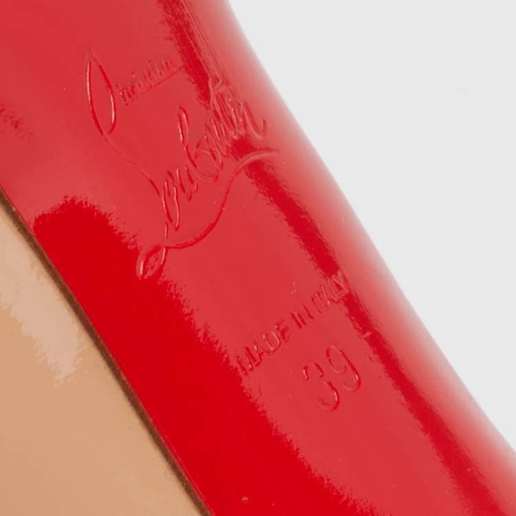 Pre Owned Christian Louboutin Beige Patent Leather Pigalle Plato Pumps Size 39