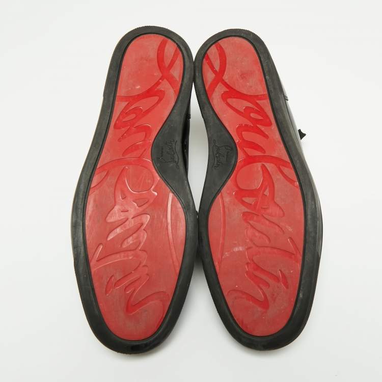 Pre Owned Christian Louboutin Black Leather Louis Junior Low Top Sneakers Size 42.5