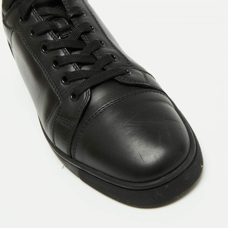 Pre Owned Christian Louboutin Black Leather Louis Junior Low Top Sneakers Size 42.5