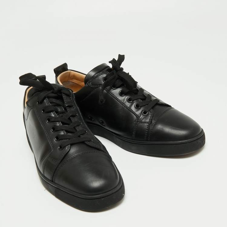 Pre Owned Christian Louboutin Black Leather Louis Junior Low Top Sneakers Size 42.5