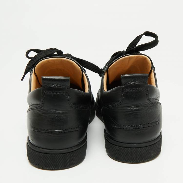 Pre Owned Christian Louboutin Black Leather Louis Junior Low Top Sneakers Size 42.5