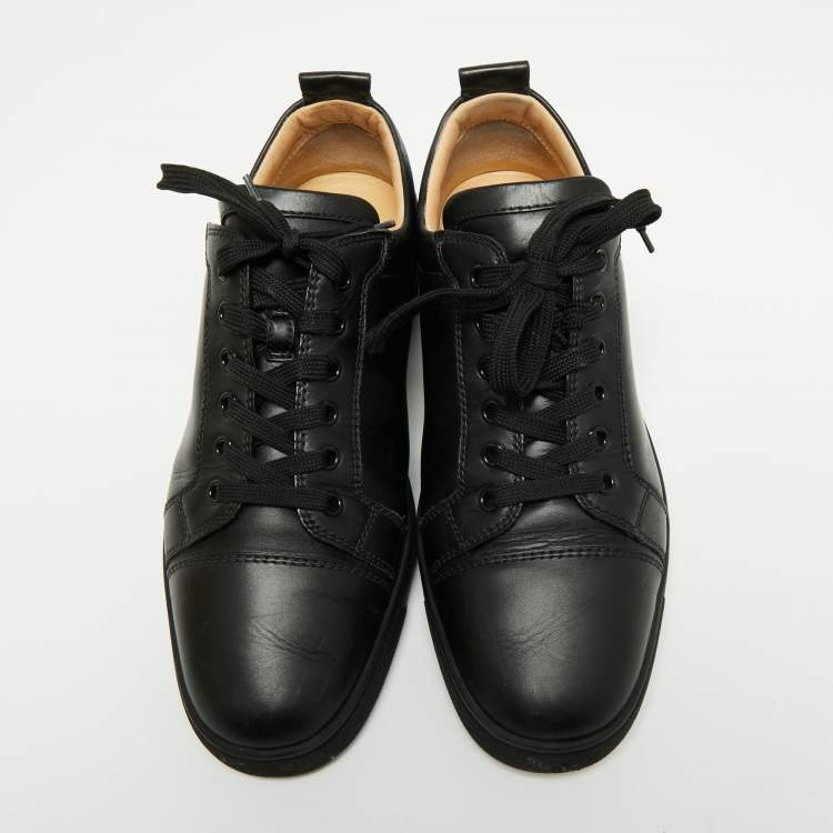 Pre Owned Christian Louboutin Black Leather Louis Junior Low Top Sneakers Size 42.5