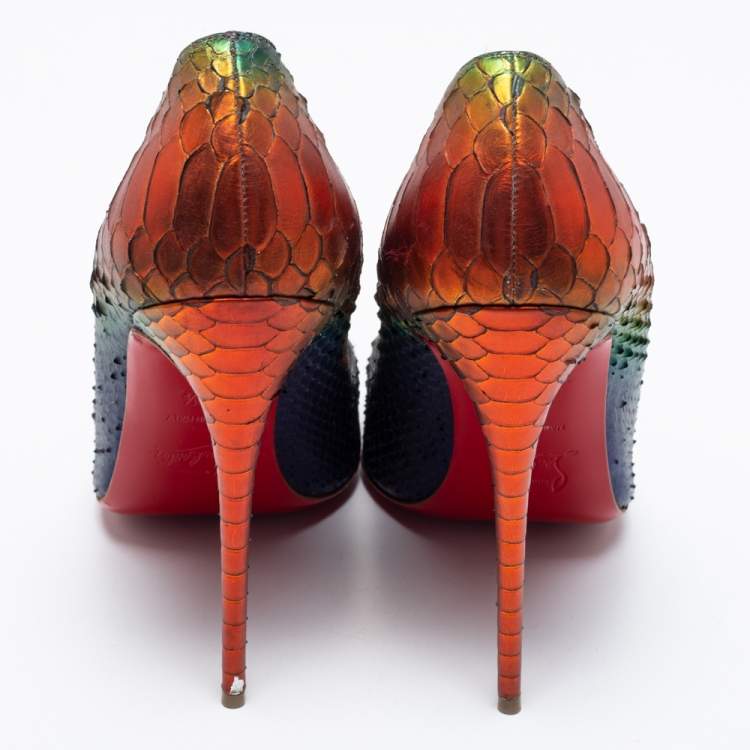 Pre Owned Christian Louboutin Multicolor Rainbow Python Leather So Kate Pumps Size 40.5
