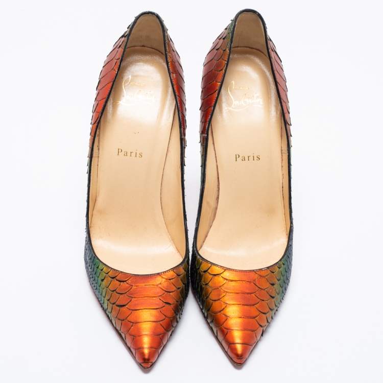 Pre Owned Christian Louboutin Multicolor Rainbow Python Leather So Kate Pumps Size 40.5