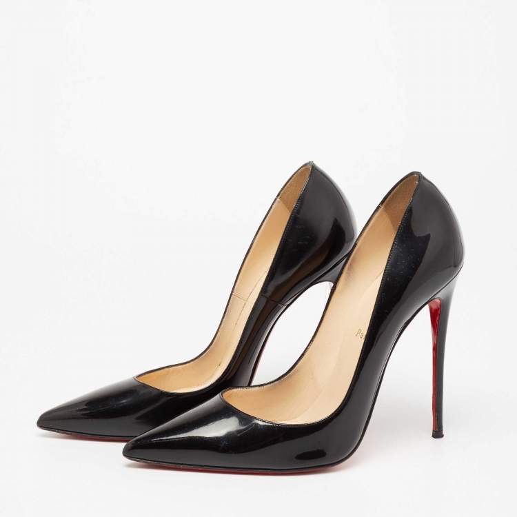 Pre Owned Christian Louboutin Black Patent Leather So Kate Pointed Toe Pumps Size 40.5