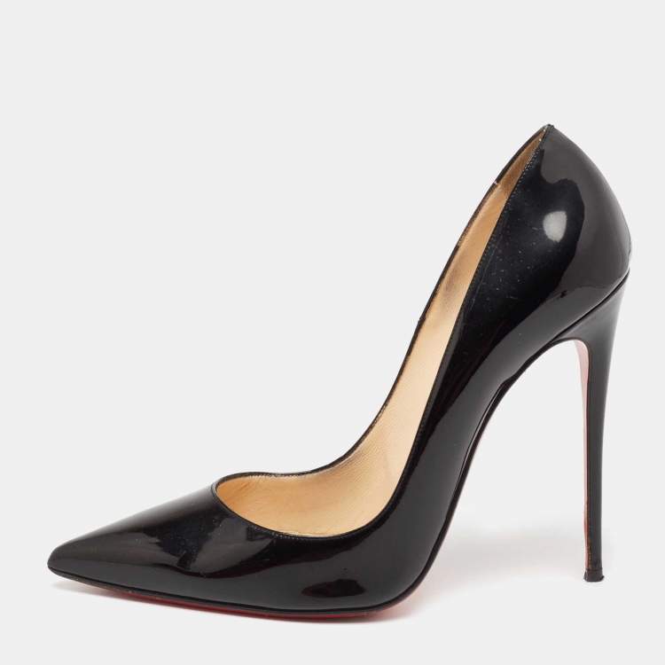 Pre Owned Christian Louboutin Black Patent Leather So Kate Pointed Toe Pumps Size 40.5