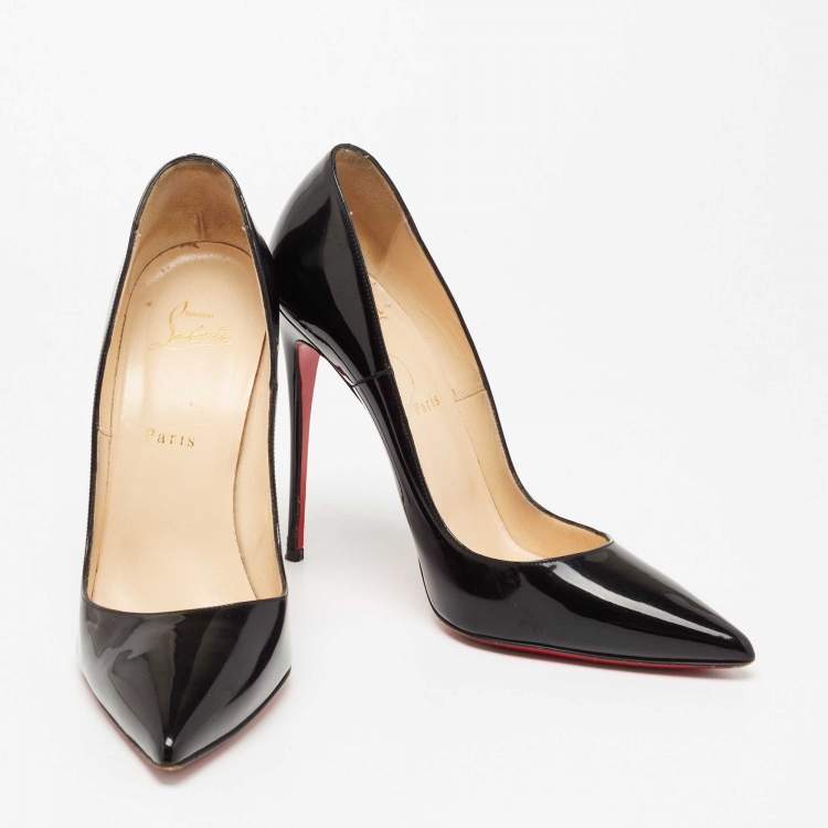 Pre Owned Christian Louboutin Black Patent Leather So Kate Pointed Toe Pumps Size 40.5