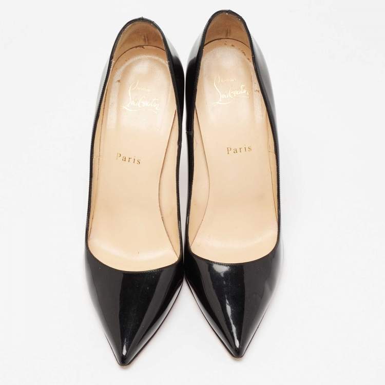 Pre Owned Christian Louboutin Black Patent Leather So Kate Pointed Toe Pumps Size 40.5