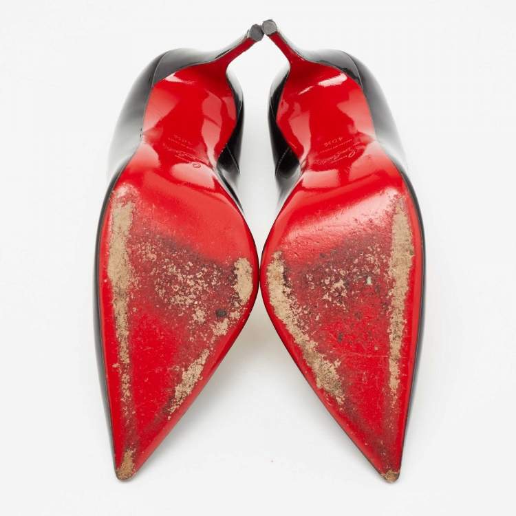 Pre Owned Christian Louboutin Black Patent Leather So Kate Pointed Toe Pumps Size 40.5